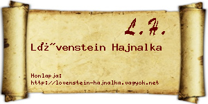 Lövenstein Hajnalka névjegykártya